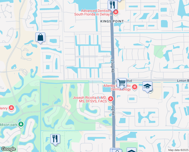 map of restaurants, bars, coffee shops, grocery stores, and more near 52 Saxony Trail in Delray Beach