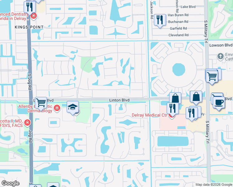 map of restaurants, bars, coffee shops, grocery stores, and more near 18 Capri Park South in Delray Beach