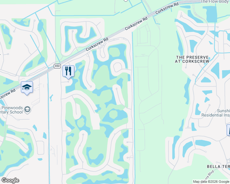 map of restaurants, bars, coffee shops, grocery stores, and more near 20558 Cypress Knee Court in Estero