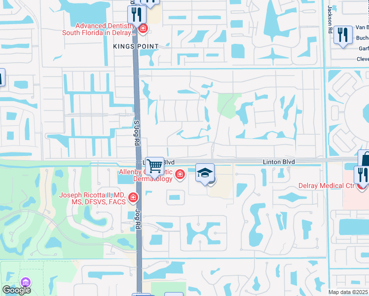 map of restaurants, bars, coffee shops, grocery stores, and more near 485 Flanders K in Delray Beach