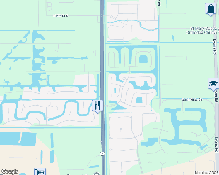 map of restaurants, bars, coffee shops, grocery stores, and more near 15799 Menton Bay Court in Delray Beach