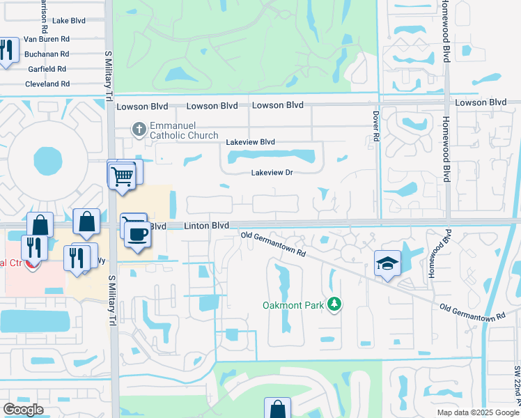 map of restaurants, bars, coffee shops, grocery stores, and more near 3847 South Arelia Drive in Delray Beach