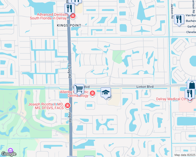 map of restaurants, bars, coffee shops, grocery stores, and more near 485 Flanders K in Delray Beach