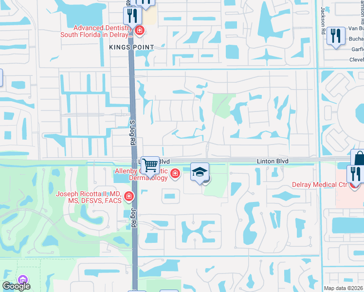 map of restaurants, bars, coffee shops, grocery stores, and more near 485 Flanders K in Delray Beach