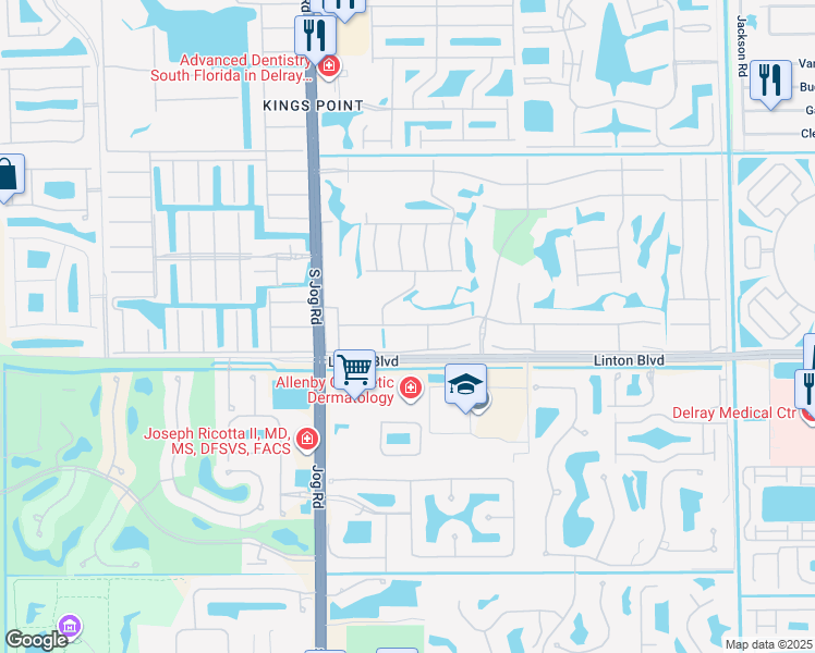 map of restaurants, bars, coffee shops, grocery stores, and more near 45 Flanders O in Delray Beach
