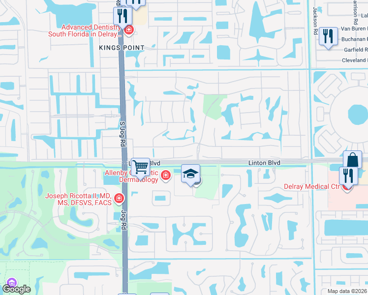 map of restaurants, bars, coffee shops, grocery stores, and more near 624 Flanders M in Delray Beach