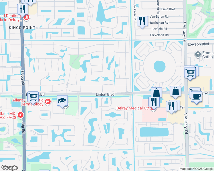 map of restaurants, bars, coffee shops, grocery stores, and more near 38 Capri Drive in Delray Beach