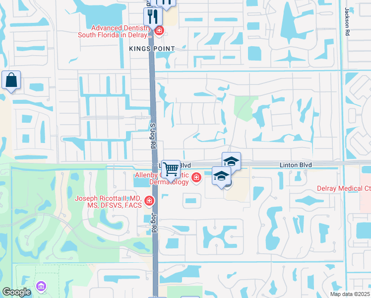 map of restaurants, bars, coffee shops, grocery stores, and more near 45 Flanders O in Delray Beach