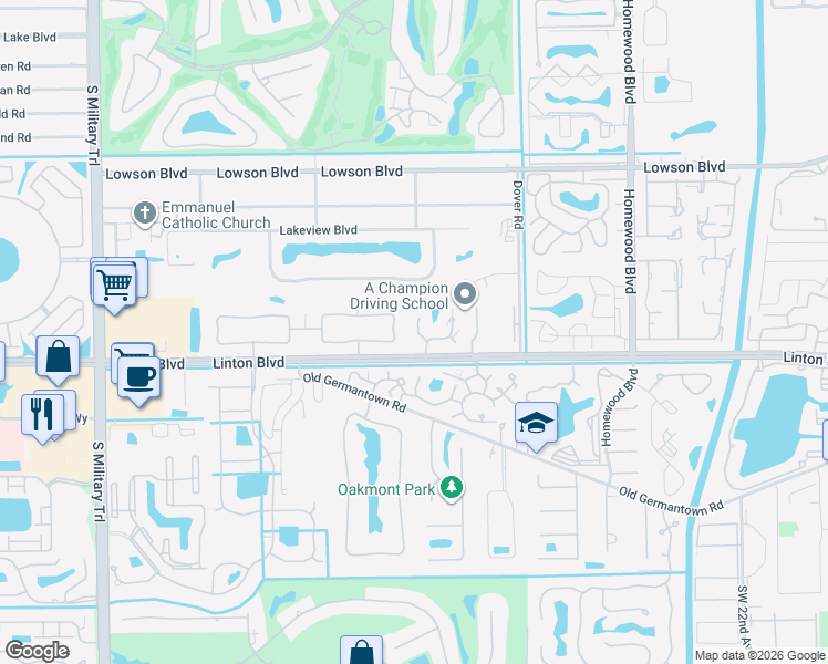 map of restaurants, bars, coffee shops, grocery stores, and more near 1520 Masters Circle in Delray Beach
