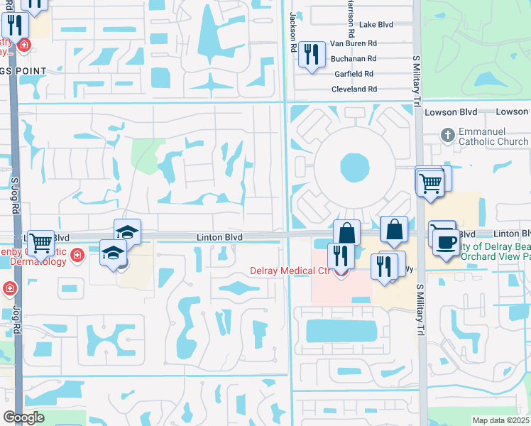 map of restaurants, bars, coffee shops, grocery stores, and more near 41 Burgundy B in Delray Beach