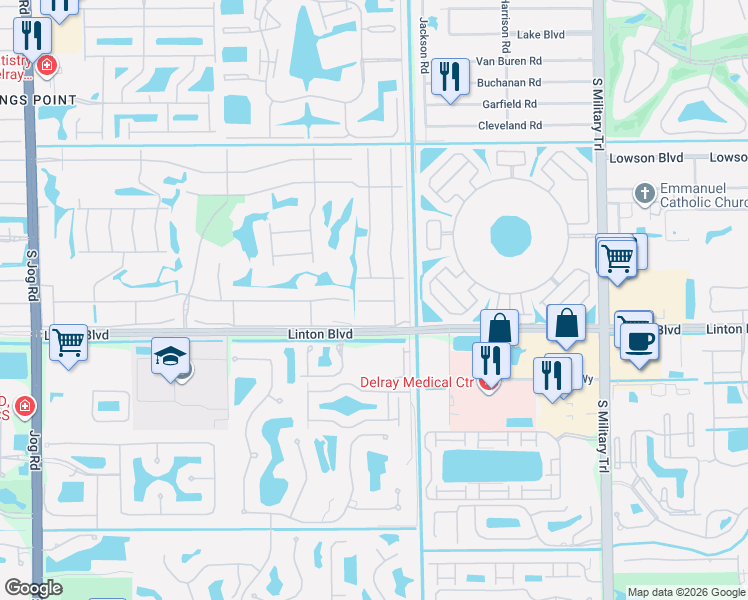 map of restaurants, bars, coffee shops, grocery stores, and more near 41 Burgundy B in Delray Beach