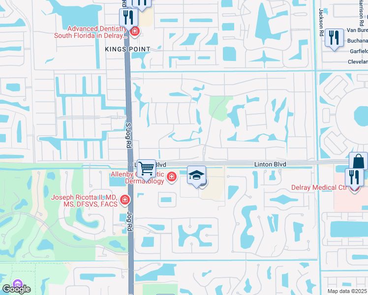map of restaurants, bars, coffee shops, grocery stores, and more near 485 Flanders K in Delray Beach