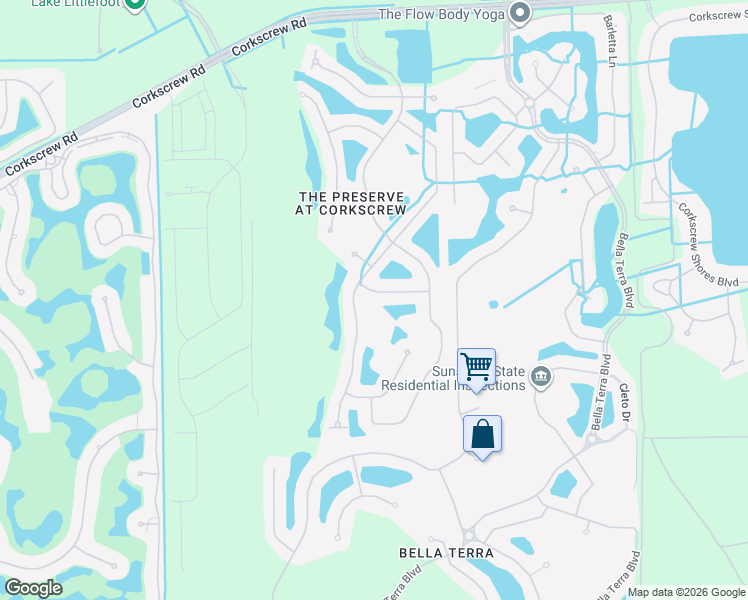 map of restaurants, bars, coffee shops, grocery stores, and more near 13513 White Crane Place in Estero