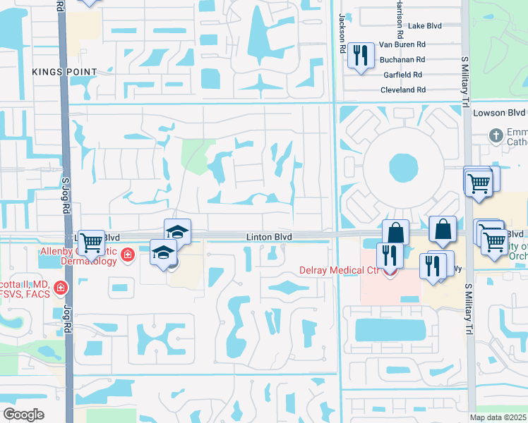 map of restaurants, bars, coffee shops, grocery stores, and more near 18 Capri Park South in Delray Beach