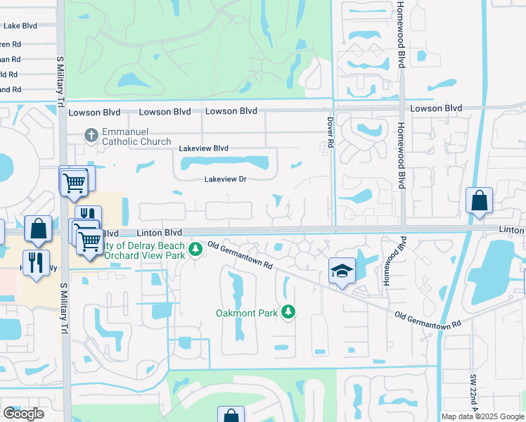 map of restaurants, bars, coffee shops, grocery stores, and more near 3678 Arelia Drive in Delray Beach