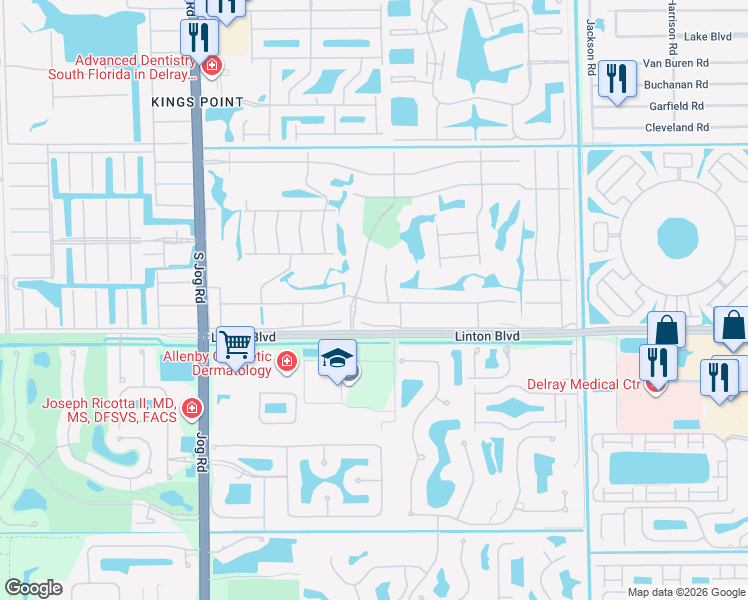 map of restaurants, bars, coffee shops, grocery stores, and more near 223 Flanders Drive in Delray Beach