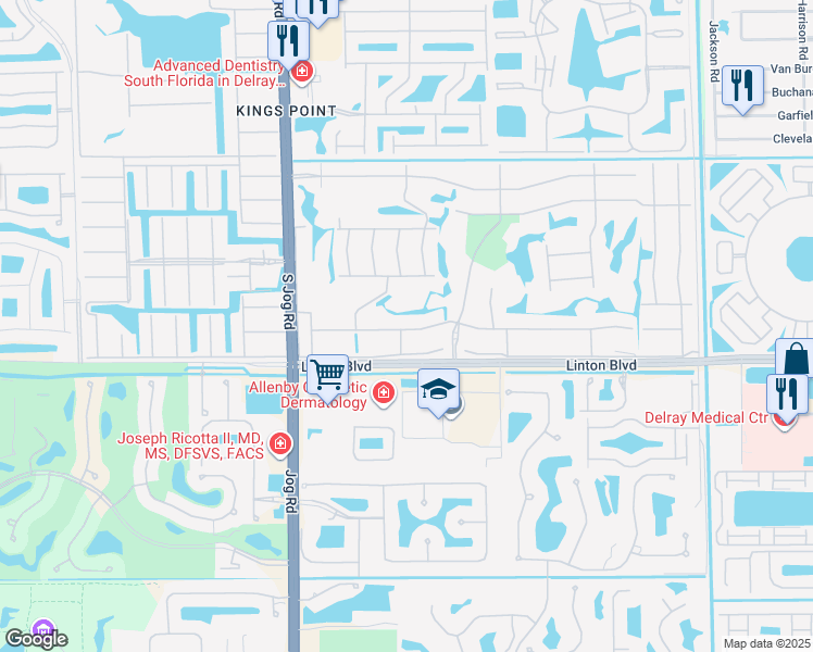 map of restaurants, bars, coffee shops, grocery stores, and more near 485 Flanders K in Delray Beach