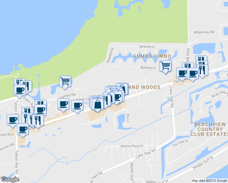 map of restaurants, bars, coffee shops, grocery stores, and more near 1825 Ardsley Way in Sanibel