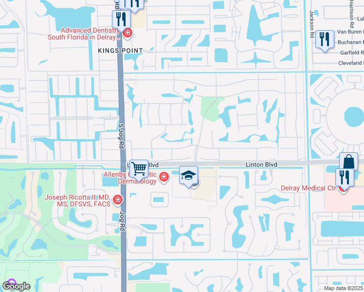 map of restaurants, bars, coffee shops, grocery stores, and more near 485 Flanders K in Delray Beach