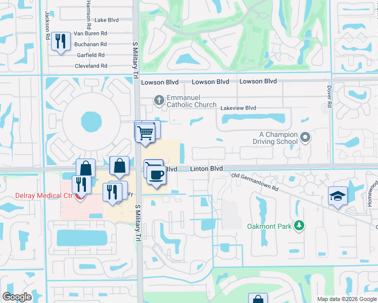 map of restaurants, bars, coffee shops, grocery stores, and more near 4337 Palm Forest Drive North in Delray Beach