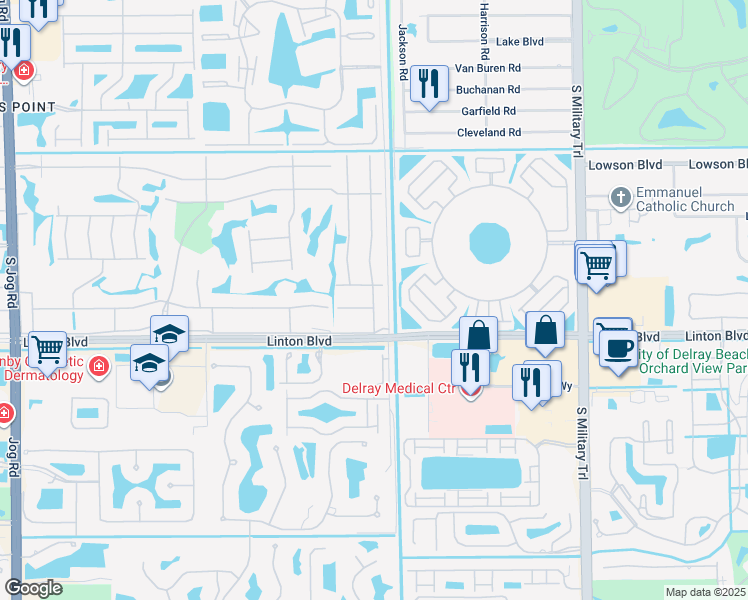 map of restaurants, bars, coffee shops, grocery stores, and more near 41 Burgundy B in Delray Beach
