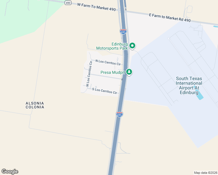 map of restaurants, bars, coffee shops, grocery stores, and more near 305 Los Cerritos Circle in Edinburg