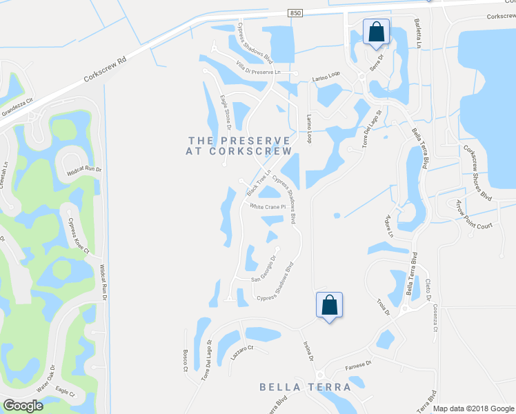 map of restaurants, bars, coffee shops, grocery stores, and more near White Crane Place in Estero