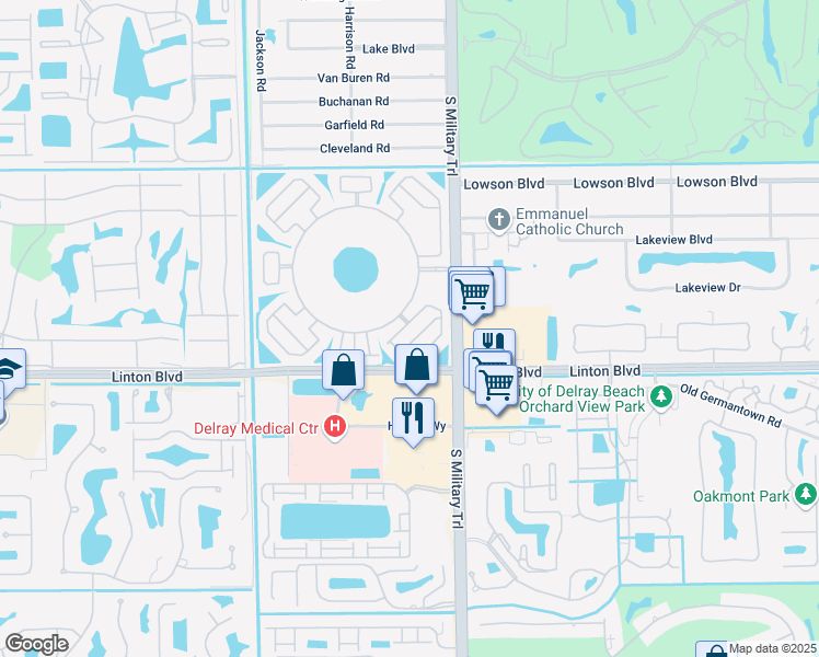 map of restaurants, bars, coffee shops, grocery stores, and more near 5085 Forsythia Street in Delray Beach