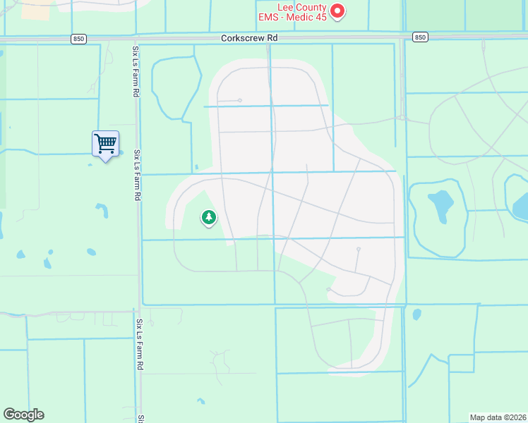 map of restaurants, bars, coffee shops, grocery stores, and more near 18500 Corkscrew Road in Estero