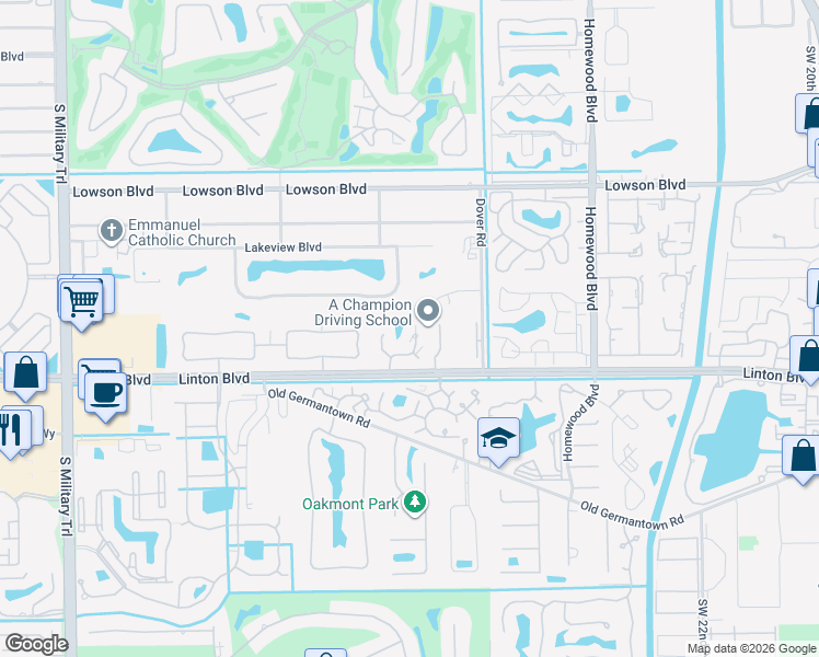 map of restaurants, bars, coffee shops, grocery stores, and more near 1440 Augusta Circle in Delray Beach