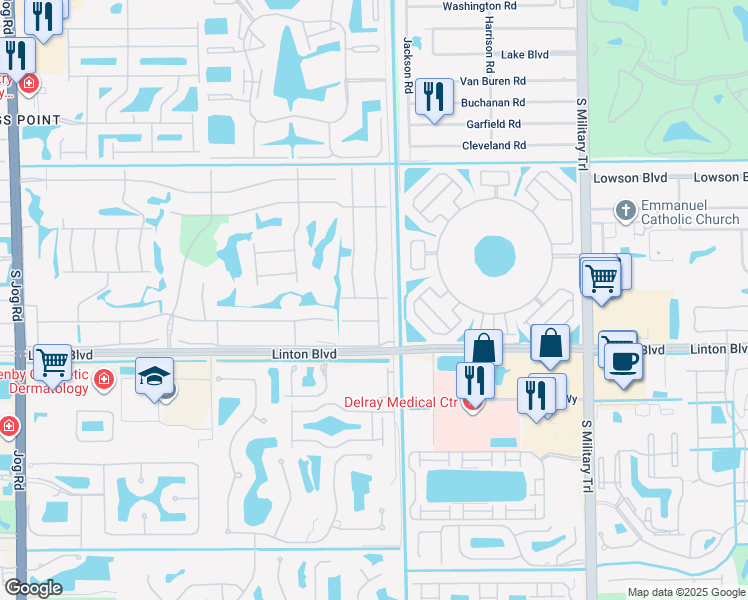 map of restaurants, bars, coffee shops, grocery stores, and more near 41 Burgundy B in Delray Beach
