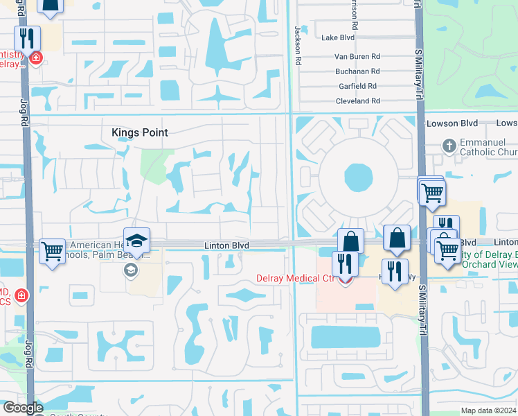 map of restaurants, bars, coffee shops, grocery stores, and more near 10 Capri G in Delray Beach