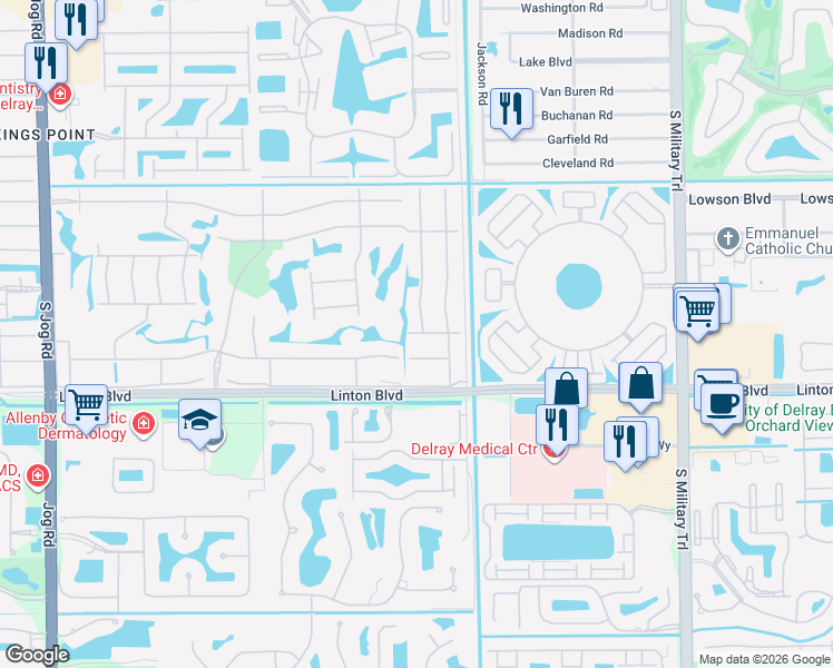 map of restaurants, bars, coffee shops, grocery stores, and more near 10 Capri G in Delray Beach