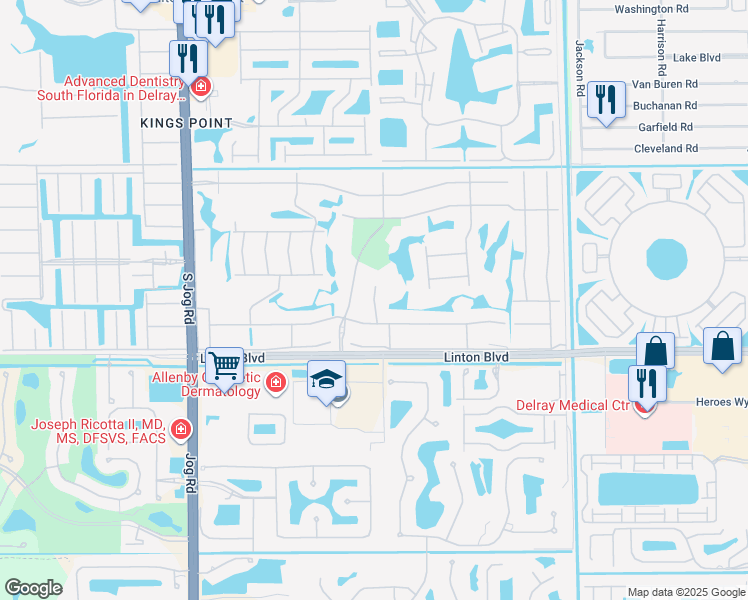 map of restaurants, bars, coffee shops, grocery stores, and more near 337 Flanders Court in Delray Beach