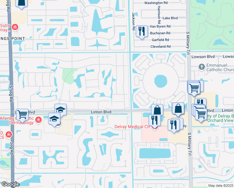 map of restaurants, bars, coffee shops, grocery stores, and more near 21 Burgundy Street in Delray Beach