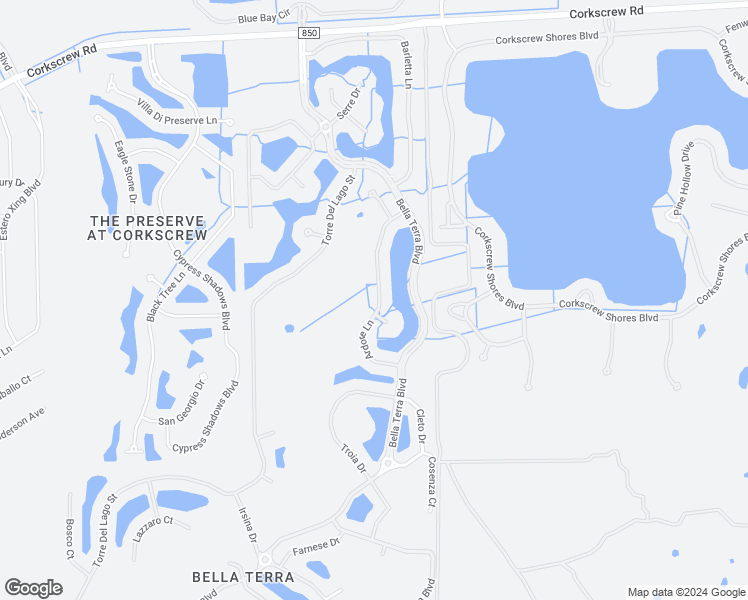 map of restaurants, bars, coffee shops, grocery stores, and more near 20468 Ardore Lane in Estero