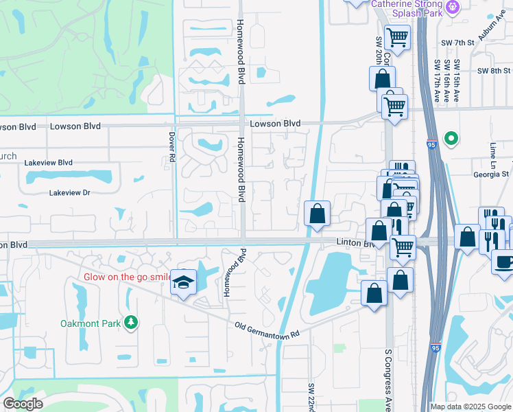 map of restaurants, bars, coffee shops, grocery stores, and more near 1121 Boxwood Drive in Delray Beach