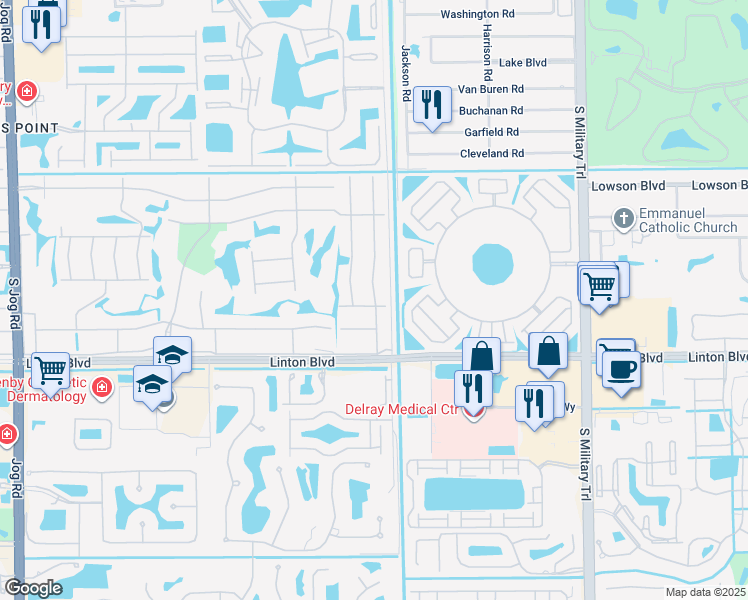map of restaurants, bars, coffee shops, grocery stores, and more near 21 Burgundy Street in Delray Beach