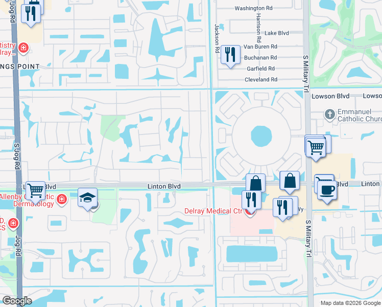 map of restaurants, bars, coffee shops, grocery stores, and more near 21 Burgundy Street in Delray Beach