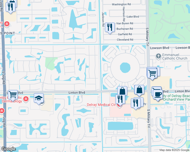 map of restaurants, bars, coffee shops, grocery stores, and more near 21 Burgundy Street in Delray Beach