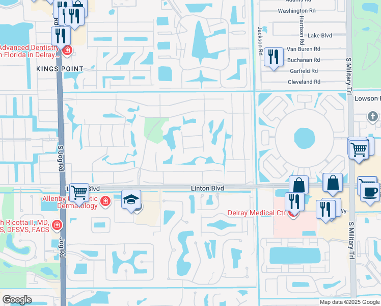 map of restaurants, bars, coffee shops, grocery stores, and more near 145 Capri East in Delray Beach