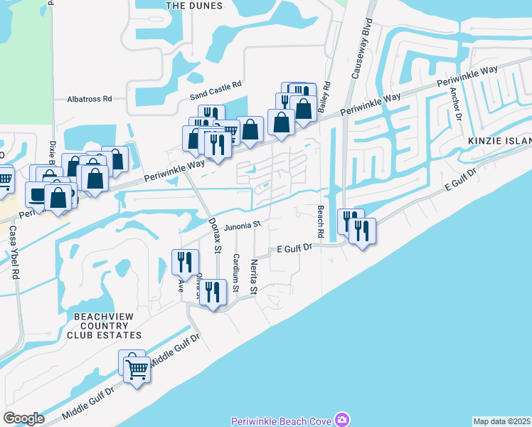 map of restaurants, bars, coffee shops, grocery stores, and more near 855 Elinor Way in Sanibel