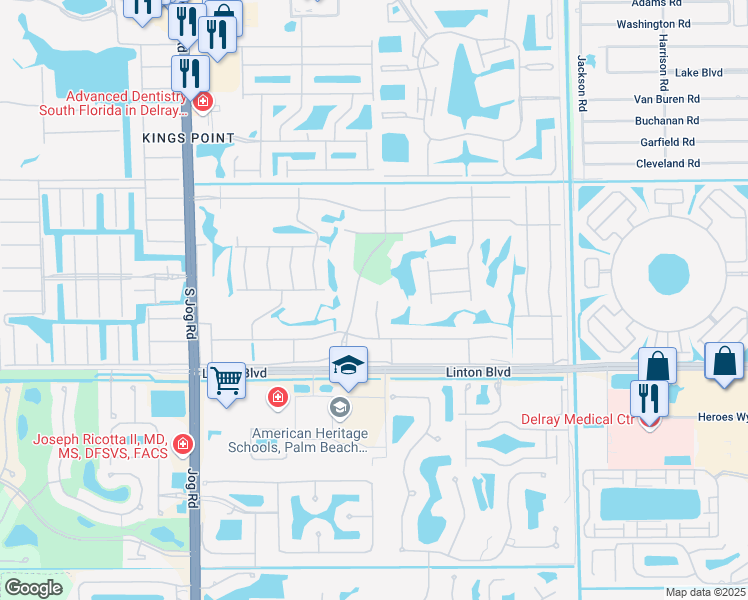 map of restaurants, bars, coffee shops, grocery stores, and more near 337 Flanders Court in Delray Beach