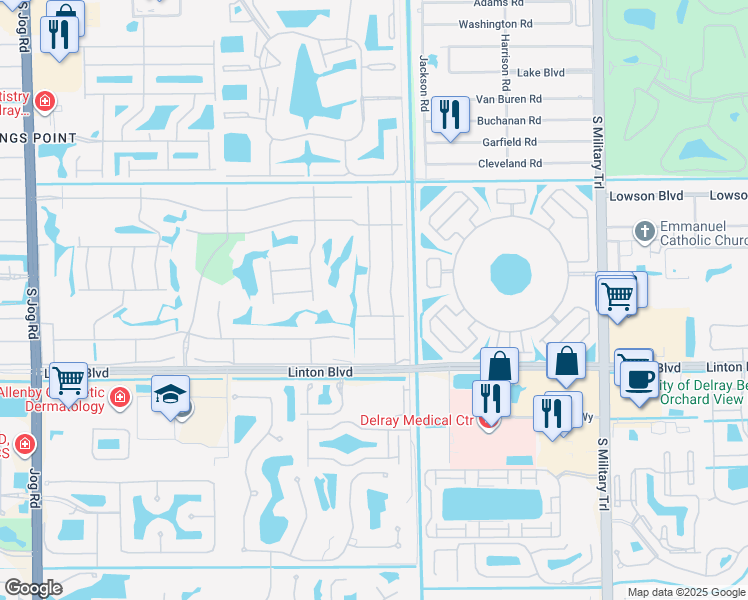 map of restaurants, bars, coffee shops, grocery stores, and more near 21 Burgundy Street in Delray Beach