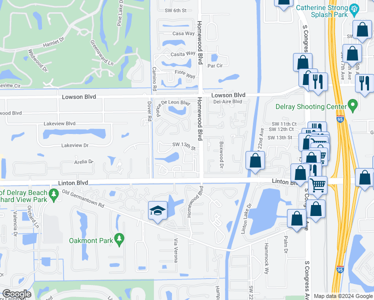 map of restaurants, bars, coffee shops, grocery stores, and more near 1390 Southwest 27th Avenue in Delray Beach