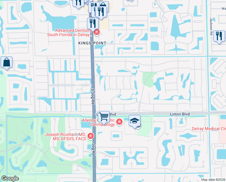 map of restaurants, bars, coffee shops, grocery stores, and more near 517 Piedmont K in Delray Beach