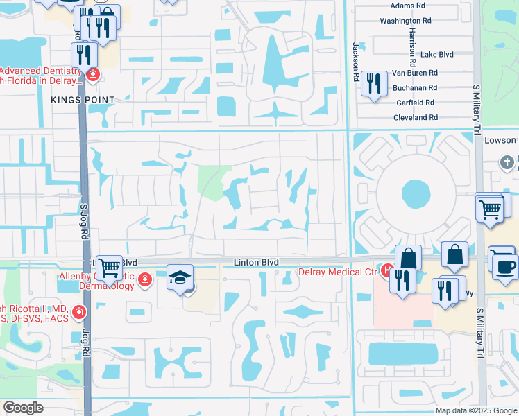 map of restaurants, bars, coffee shops, grocery stores, and more near 145 Capri East in Delray Beach