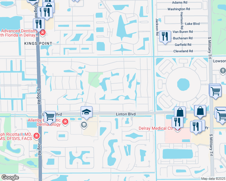 map of restaurants, bars, coffee shops, grocery stores, and more near 145 Capri East in Delray Beach