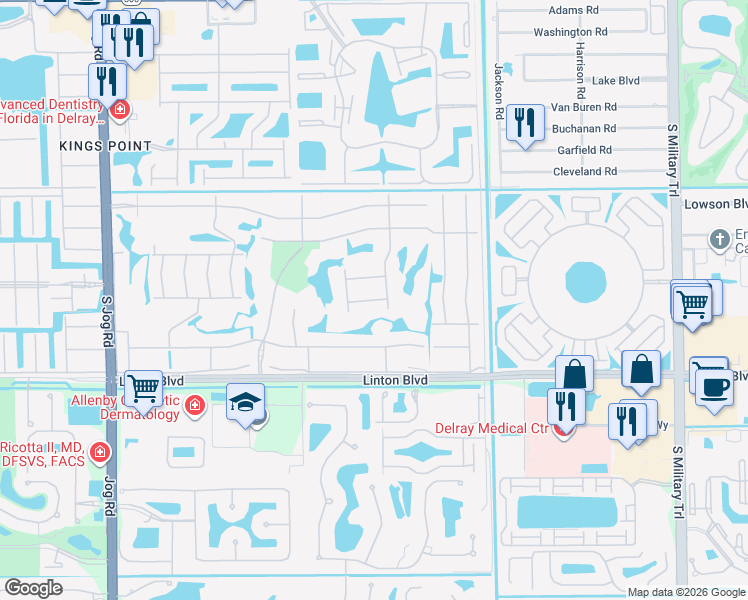 map of restaurants, bars, coffee shops, grocery stores, and more near 145 Capri East in Delray Beach