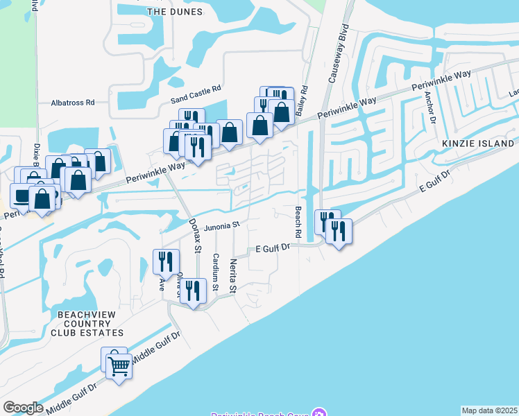 map of restaurants, bars, coffee shops, grocery stores, and more near 855 Elinor Way in Sanibel
